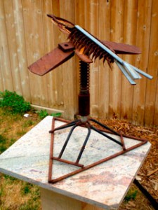 metal bird sculpture
